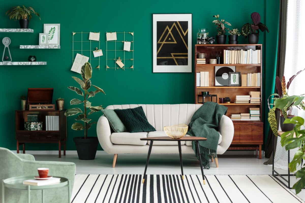 5 sfumature di verde per le pareti del soggiorno