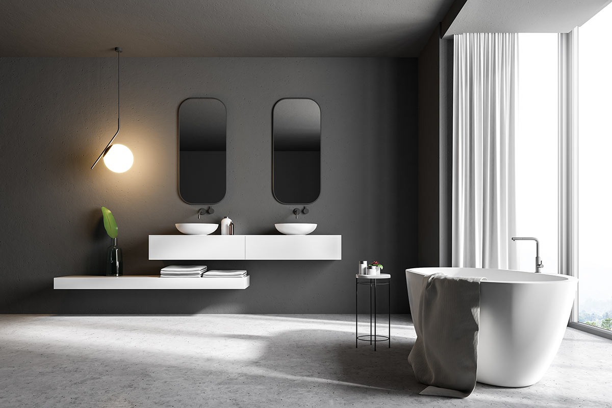Pareti del bagno color argento