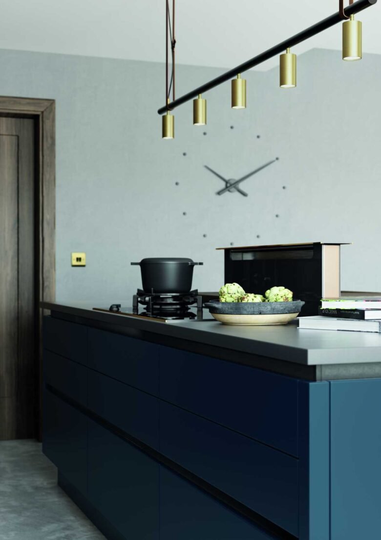 Cucina pareti color denim