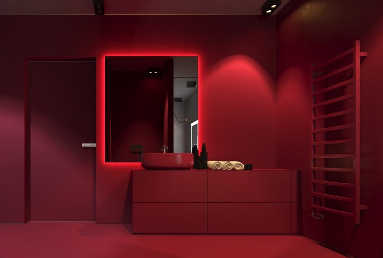 Pareti bagno color rosso