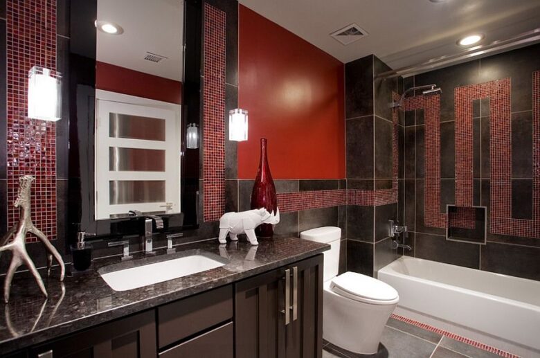 Pareti bagno color rosso