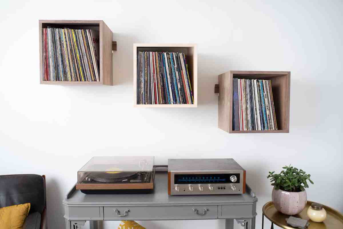 Espositore Per Dischi In Vinile In Bambù | Contiene Fino A 50 LP | Design Inclinato, Ecologico, Facile Da Montare | ZONSWORLD