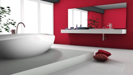 Pareti color cremisi bagno: abbinamenti migliori