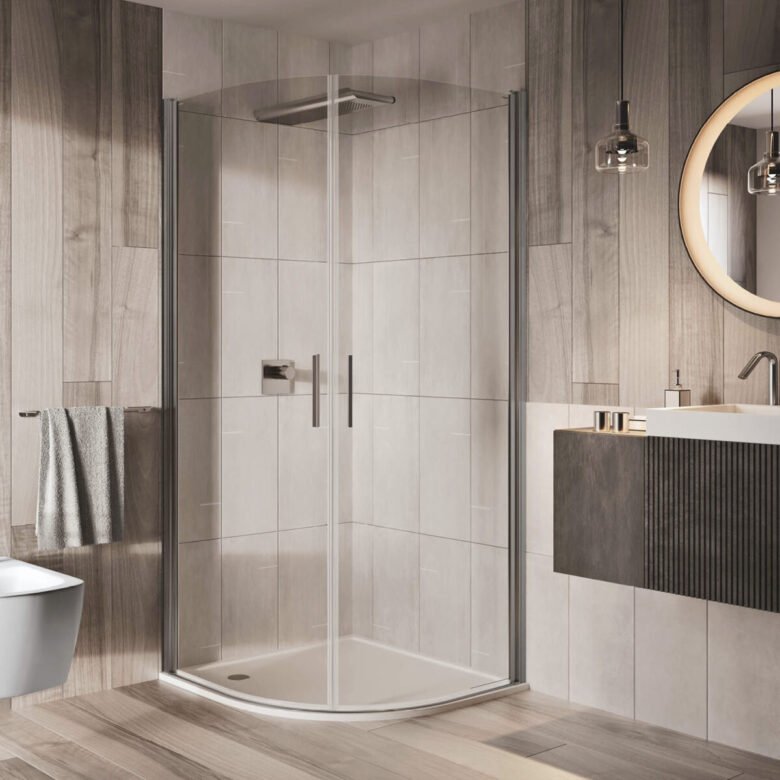 Swing shower screen / semicircular / corner / tempered glass