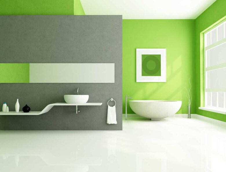Green-and-gray-contemporary-bathroom