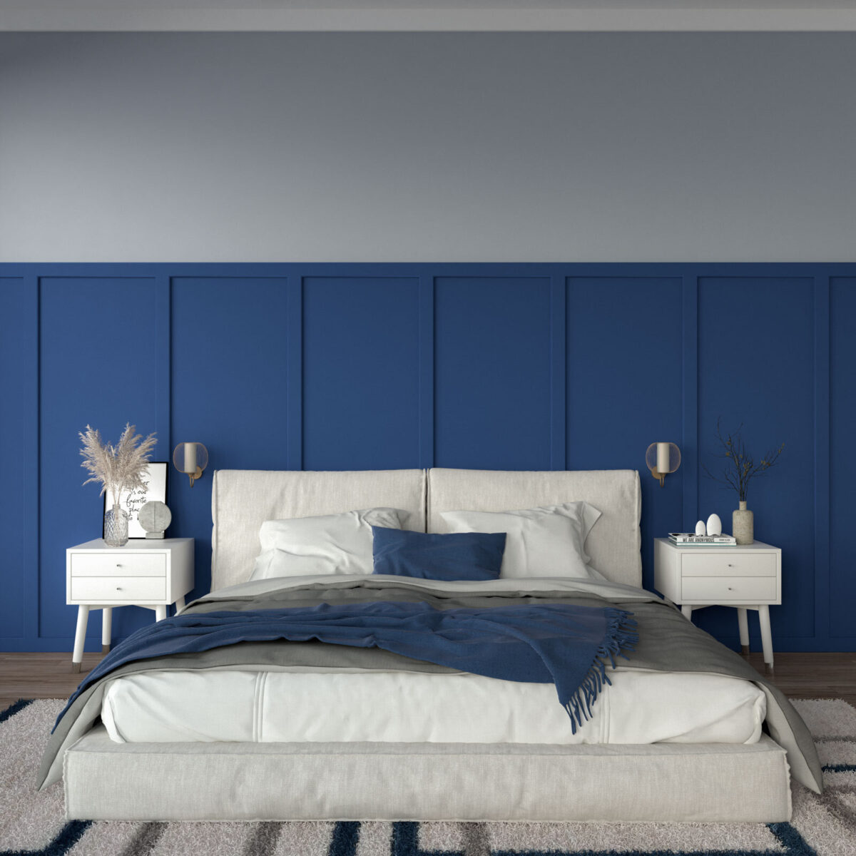 Pareti zaffiro in camera da letto: gli abbinamenti migliori