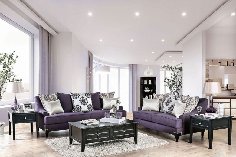 Fodera Per Cuscino Quadrata In Broccato Jacquard Viola 40x40 Cm, Cuscino Divano Decorativo Etnico, 1 Pezzo
