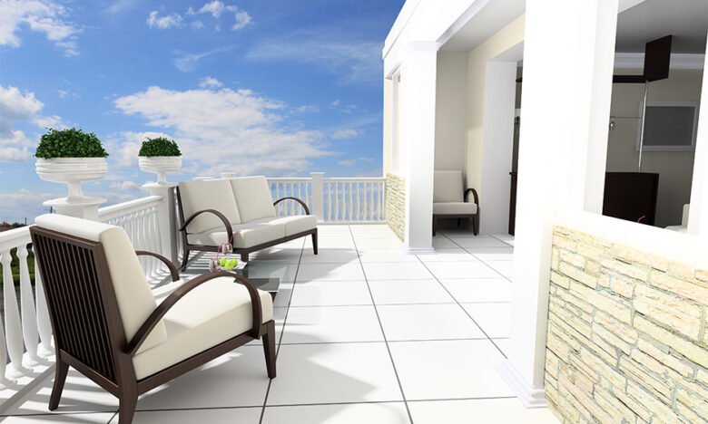 Arredare terrazzo total white