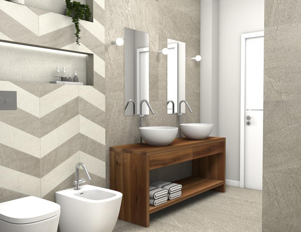 Colori ideali per un bagno lungo e stretto Colori ideali per un bagno lungo e stretto