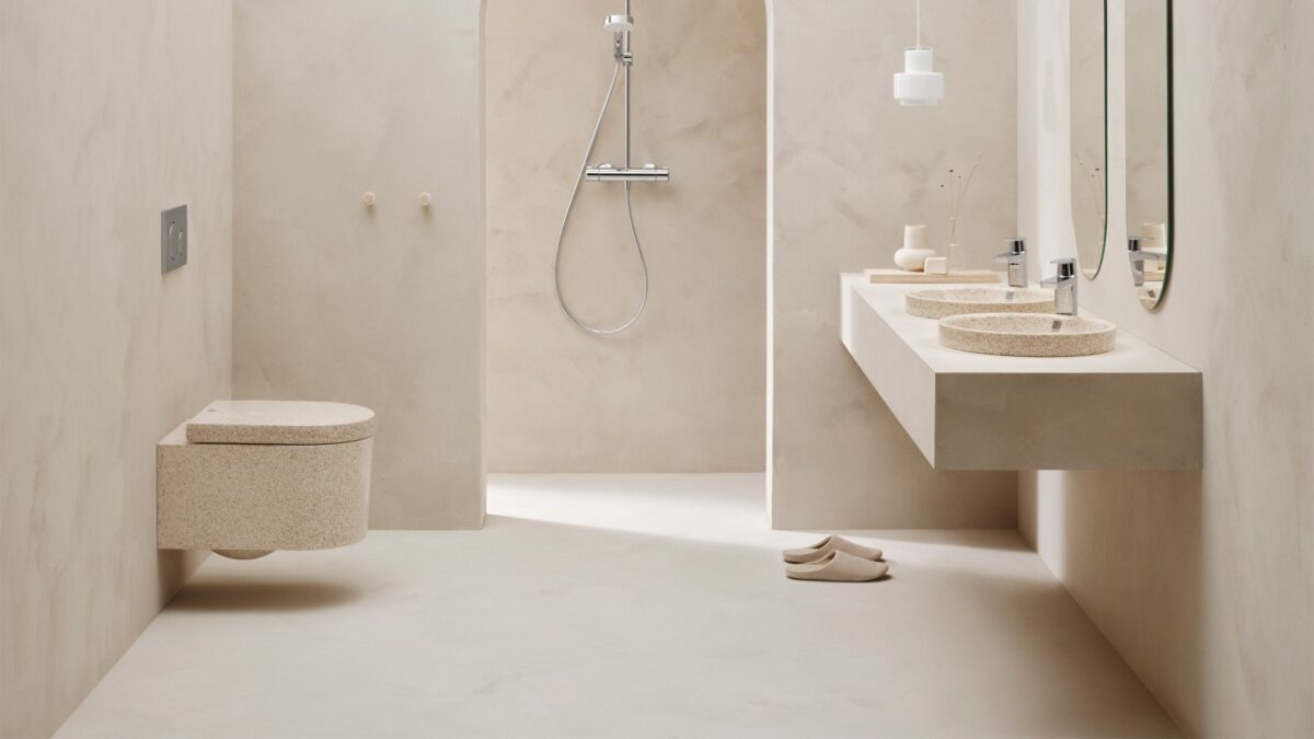Il lavello e i sanitari di Woodio realizzati con un composto di legno. Il lavello e i sanitari di Woodio realizzati con un composto di legno.