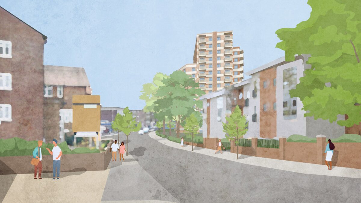 Una proiezione del progetto di Brook House. Una proiezione del progetto di Brook House.