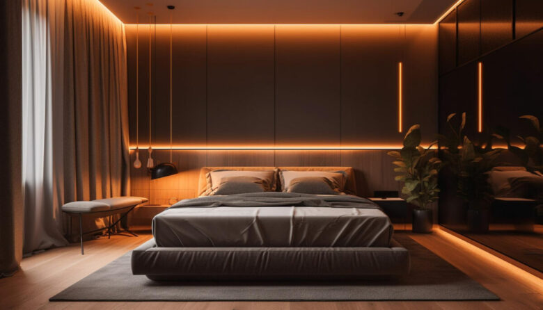 luxury-modern-bedroom-with-comfortable-bedding-lighting-generated-by-ai