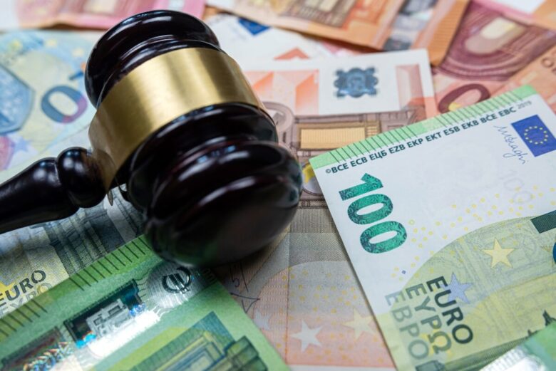 Judge,Hammer,Above,Euro,Banknotes,Money.,Bribe,Concept.,The,Law