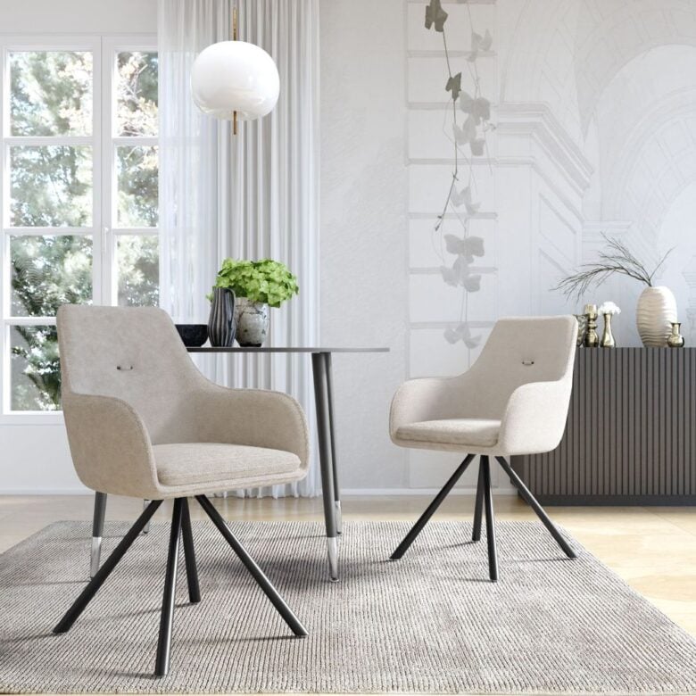 Deghi Set 2 poltrone in tessuto intrecciato beige Coraline