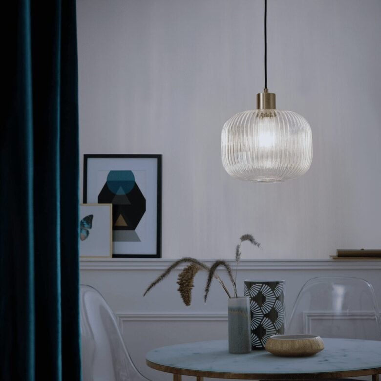 Lampadario vetro e metallo