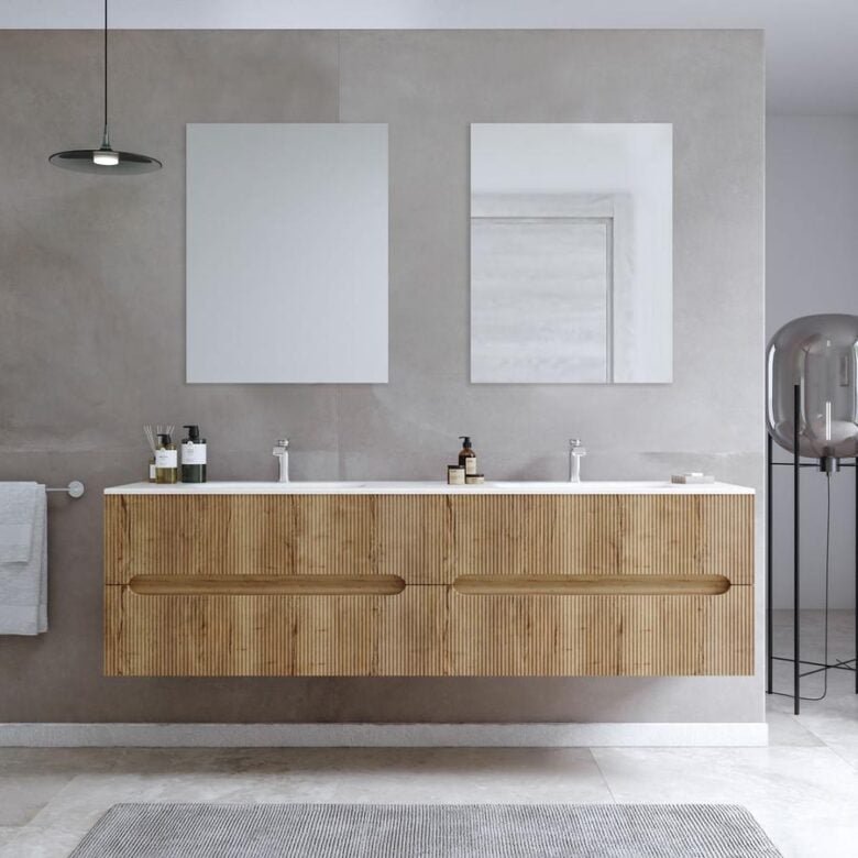 Mobile bagno sospeso con 4 cassetti