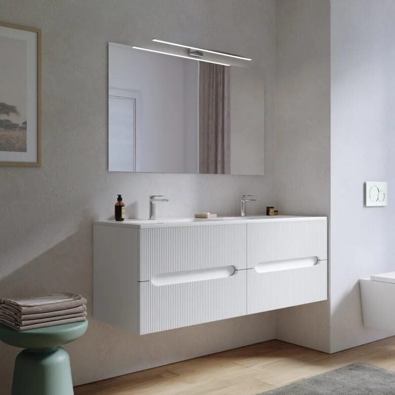 Mobile con doppio lavabo bianco opaco (1)