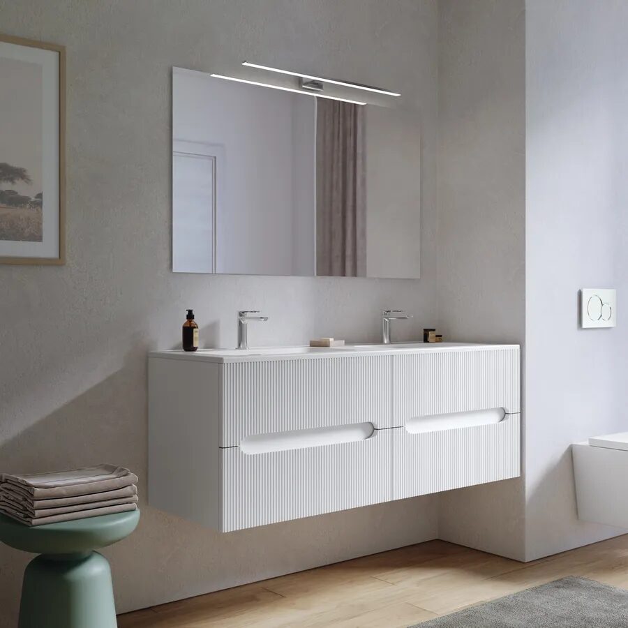 Mobile con doppio lavabo bianco opaco (1)