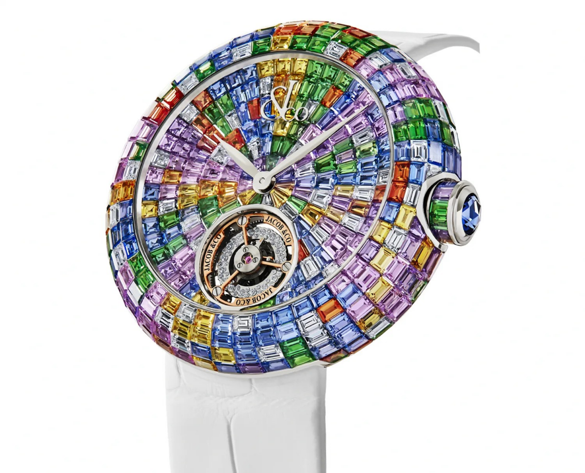 Brilliant Flying Tourbillon Baguette Pastel Arlequino Jacob & Co.